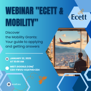 Professionals collaborating during a webinar about Erasmus+ Mobility grants, featuring guidance on applications and benefits of international opportunities.