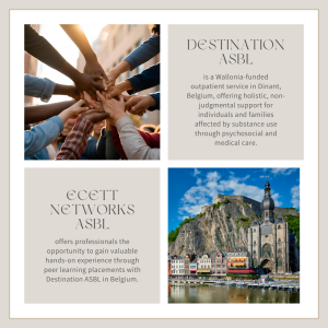 Psychosocial support session at Destination asbl in Dinant, Belgium – part of Ecett Networks' peer learning program on addiction recovery