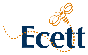 Ecett logo with a flying bee